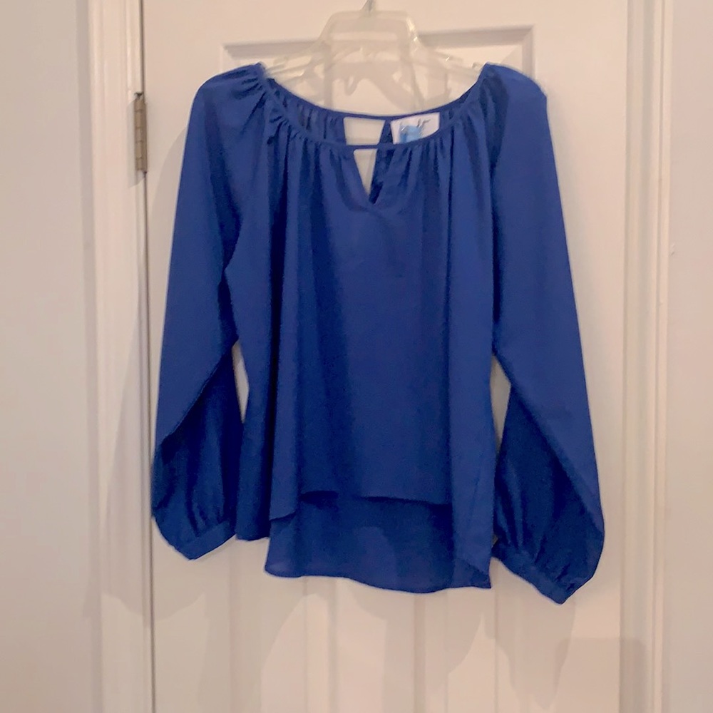 Cobalt blue blouse with vneck detail
